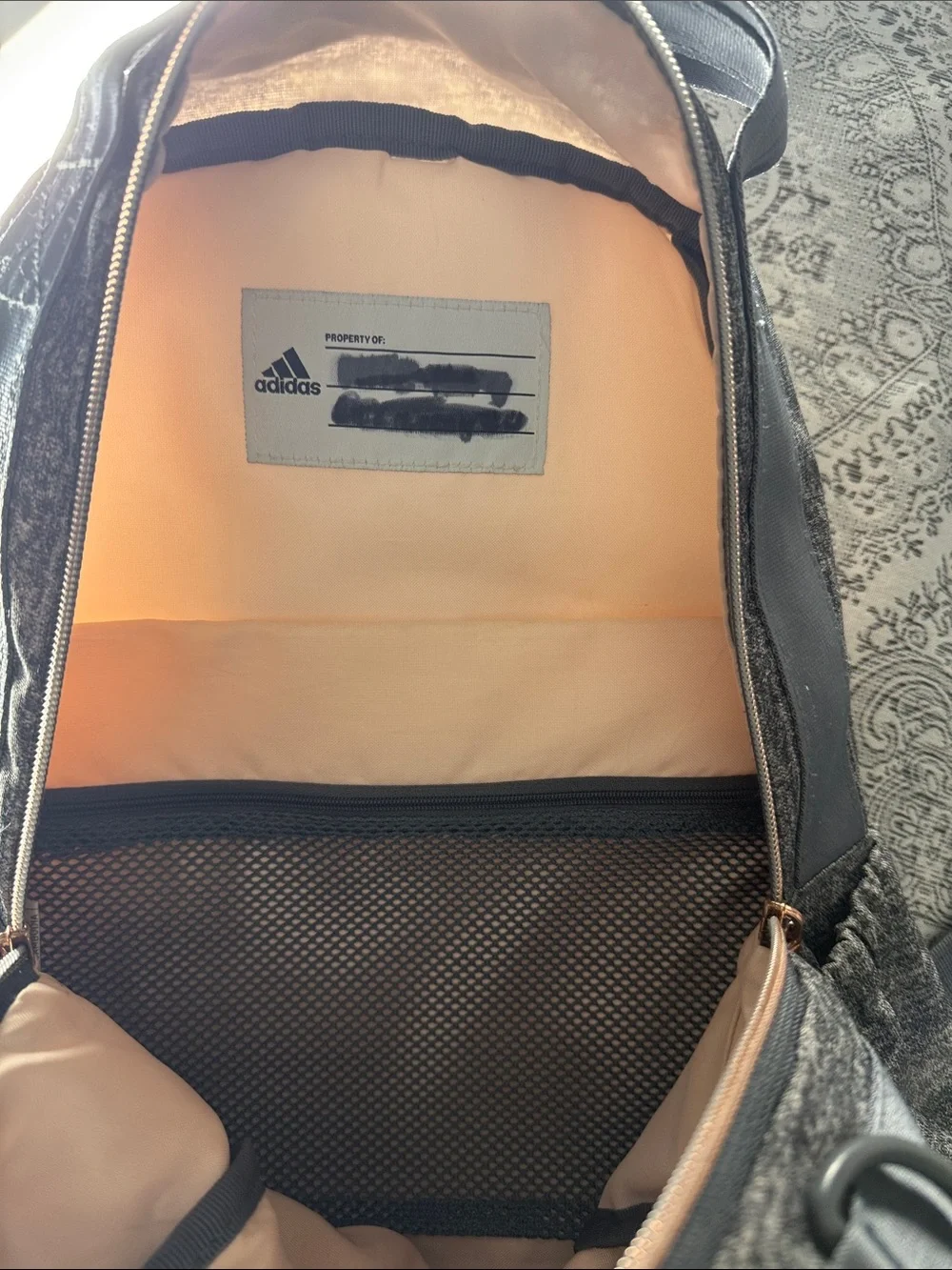 adidas Heather Gray Women's Backpack with White Pom - Picture 6 of 6